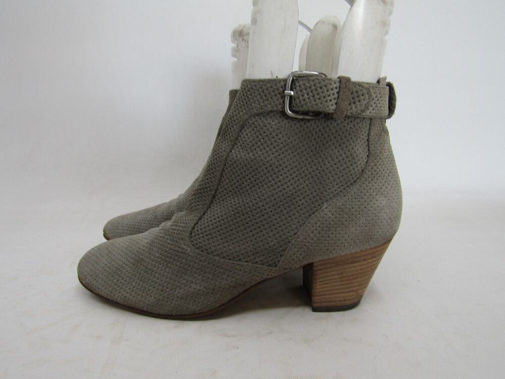 Aquatalia Womens Size 7.5 Brown Suede Zip Ankle Fashion Boots Booties